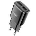 Мережевий зарядний пристрій адаптер Hoco C88A Star Round |2USB, 12W/2.4A, багаторівнева система захисту, універсальна сумісність| Чорний