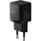 Мережевий зарядний пристрій адаптер Baseus Palm Fast Charger |1USB/1Type-C, 20W/3A, швидка зарядка PD/QC, багаторівневий захист, широка сумісність, компактний, контроль температури| Чорний