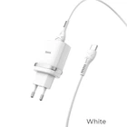 Сетевое зарядное устройство адаптер Hoco C12Q Smart FCP / AFC |1USB, 3A/18W, поддержка быстрой зарядки QC3.0, многоуровневая защита, универсальная совместимость| + Кабель Type-C в комплекте |1 м| Белый