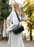 Жіноча шкіряна сумка бананка Sambag Harvi чорна