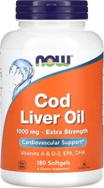Олія печінки тріски Now Foods Cod Liver Oil Extra Strength 1000 мг 180 капсул (733739017444)