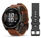 Смарт-годинник Garmin Смарт-часы Garmin Fenix 8 Pro (47 mm) AMOLED Sapphire, титан Carbon Gray DLC с каштановым кожаным ремешком