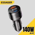 Швидкий автомобільний зарядний пристрій Essager 140W USB+TypeC з цифровим дисплеєм для ноутбуків, планшетів, смартфонів Apple iPhone, iPad, MacBook, Huawei Honor, Xiaomi, Samsung, OPPO (ES-CC19)