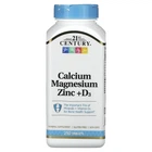 Кальцій магній цинк та витамин Д3 21st Century (Calcium Magnesium Zinc+D3) 90 таблеток 250 шт