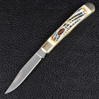 Складной нож TEKUT рукоятка кость (полная длина 18 6см длина лезвия 7 3см) в коробке - изображение 3