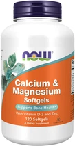 Кальцій та магній Now Foods Calcium & Magnesium з вітаміном D-3 та цинком, 120 гелевих капсул (NOW-01251)