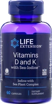 Вітаміни D + K + йод Life Extension Vitamins D and K with Sea-Iodine 60 капсул (LEX-20406)