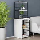 Стол-тумба трансформер Смарт 3/1 с этажеркой Ferrum-decor 1430x1450x500 Черный металл ДСП Белое 16 мм (FRD-105109)