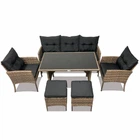 Садовая мебель из ротанга Lounge Loft Набор "Делюкс Лайт и два пуфа" Светло-коричневый Light Brown