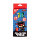 Карандаши цветные Yes Ninja, 12/24 цвета, сине-красный