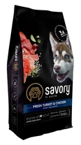 Сухой корм Savory со свежим мясом индейки и курицы для щенков крупных пород
