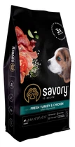 Сухой корм для щенков Savory со свежим мясом индейки и курицей