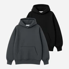 Набор худи теплых оверсайз женских Ray Oversize U0404W-Dark Grey-Black XXS-XS 2 шт Темно-серый/Черный (RAY2000000045269)