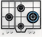 Electrolux Варильна поверхня Electrolux газова на склі, 60см, чавун, білий