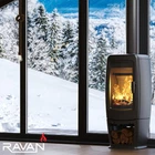 Чугунная печь камин Ravan Incorta 10 кВт на дровах