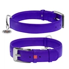 Кожаный ошейник для собак WAUDOG Glamour с QR паспортом без украшений XL Ш 35 мм 46-60 см Purple (33229)