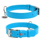 Кожаный ошейник для собак WAUDOG Glamour с QR паспортом без украшений L Ш 25 мм 38-49 см Blue (33042)