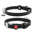 Кожаный ошейник для собак WAUDOG Glamour с QR паспортом без украшений S Ш 15 мм 27-36 см Black (32701)