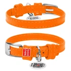 Кожаный ошейник для собак WAUDOG Glamour с QR паспортом без украшений XXS Ш 9 мм 18-21 см Orange (32004)