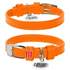 Кожаный ошейник для собак WAUDOG Glamour с QR паспортом без украшений XS Ш 12 мм 21-29 см Orange (32564)