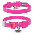 Кожаный ошейник для собак WAUDOG Glamour с QR паспортом без украшений XXS Ш 9 мм 18-21 см Pink (32007)