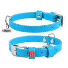 Кожаный ошейник для собак WAUDOG Glamour с QR паспортом без украшений S Ш 15 мм 27-36 см Blue (32702)