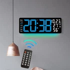 Годинник Deepfox DS-6669 LED цифровий електронний настінний Будильник Дата Температура Вологість 42х15,5см синій