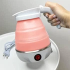 Мини чайник электрический дорожный, 600мл, 600W, Розовый (Складной чайник для путешествий)
