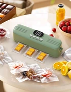 Бездротовий вакуумний пакувальник для продуктів вакууматор із цифровим екраном Vacuum Sealer 1425 Green