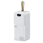 Павербанк Remax 50000 mAh 22.5W 5A Павербанк Remax RPP-117 Piloteer зі швидкою зарядкою PD/QC, Портативний зовнішній акумулятор, універсальні порти 2USB/Type-C/MircoUSB, LED-дисплей Білий