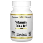 Вітаміни D3 та К2 California Gold Nutrition 60 рослинних капсул