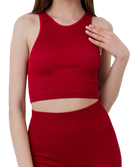 Топ в рубчик женский из микрофибры с открытыми плечами Giulia Halter Top RIB Winery S/M Красный
