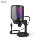 Мікрофон Fifine Ampligame A6V Black, конденсаторний (RGB підсвітка, Тринога в комплекті)