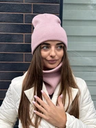 Шапка и бафф женский молодежный комплект STD пудровый