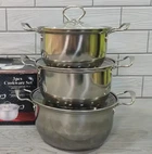 Набор кастрюль с крышками 1,7; 2,4; 3,4 л, 3в1 UNIQUE UN-5074 из нержавеющей стали, для всех типов плит, 6 предметов