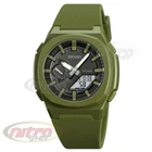 Годинник наручний 2091AGWT SKMEI, Хакі Зелений ремінь, Білий циферблат (ARMY GREEN-WHITE)