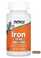 Залізо Iron бігліцинат заліза NOW Foods 18 мг 120 рослинних капсул ferrochel bisglycinate вітамін для гемоглобіну (7337390144360)