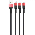 Data-кабель Hoco X26 Xpress 3-in-1 Lightning-Micro USB-Type-C 2.0A 1 м Black and red (Q/HKKJ 003-2017)