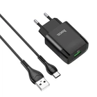 Мережевий зарядний пристрій Hoco C72Q USB 2A QC3.0 18W Type-C 1m black