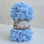 Пряжа Alize Puffy Fine №218 блакитний, для в'язання руками, малі петлі