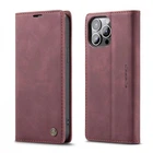 Чехол книжка Caseme с магнитом для iPhone 13 Pro Max бордовый бумажник