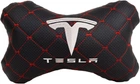 Подушка на подголовник автомобиля EVAtech ECO 27 х 16 см Tesla черный ромб с красной нитью (SPCRBRV040)