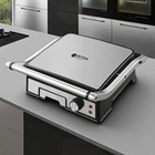 Прижимной контактный гриль BBQ Bitek электрический нержавеющая сталь раскрытие 180 градусов 3000 Вт (AA0674)