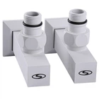Набор кранов полуоборотный угловой с американкой Solomon LUX 1/2" CUBE WHITE 8888 (2шт.)