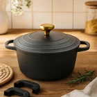 Каструля з мармуровим покриттям та металевою кришкою 24х12 см 4.4 л. Edenberg EB-12093 Чорний (EB-12093)