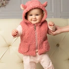 Дитячий жилет букле з капюшоном і вушками Trendy Tot 03-01415 пудровий 68 см (6 мiс.)