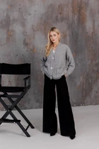 Жіночий в’язаний кардиган Casual Wool з кишенями ARTKNIT L-XL Сірий (ak42685)