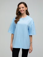 Футболка хлопковая оверсайз длинная женская Ray U0104W-Sky Blue L-XL Голубая (RAY2000000026954)
