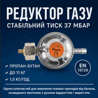 Газовий редуктор 37мбар низького тиску для плити гриля балонний RG A310 з регулятором тиску 1.5 кг/год