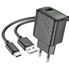 Зарядне HOCO CS21A Rich 1USB QC3.0 18W з кабелем Type-C чорне